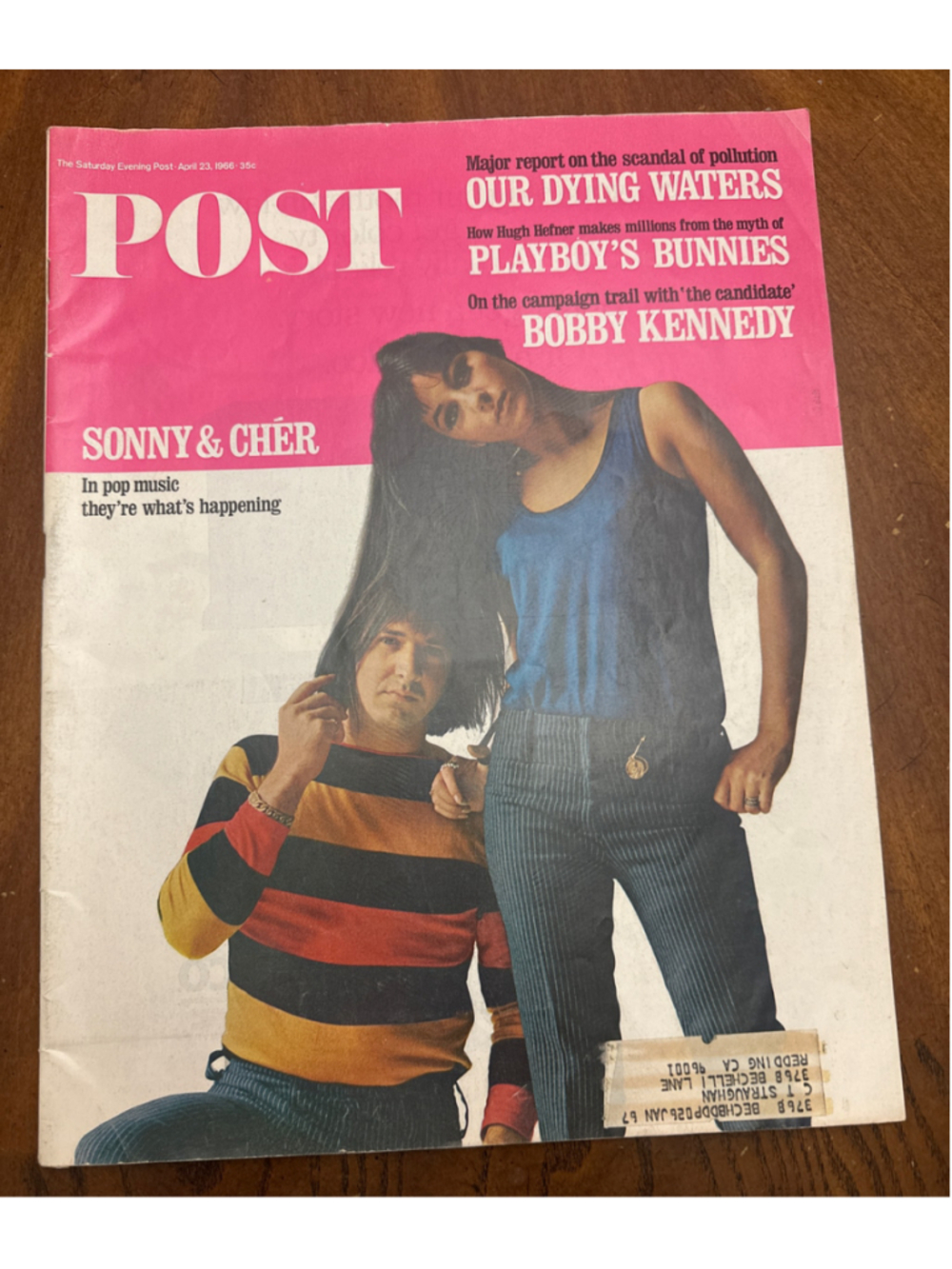 Vintage The Saturday Evening Post Magazine April 23 1966 Sonny & Cher Pink